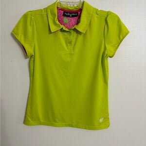 Turtle Tees Green  Button Down Polo Shirt Girls size Large